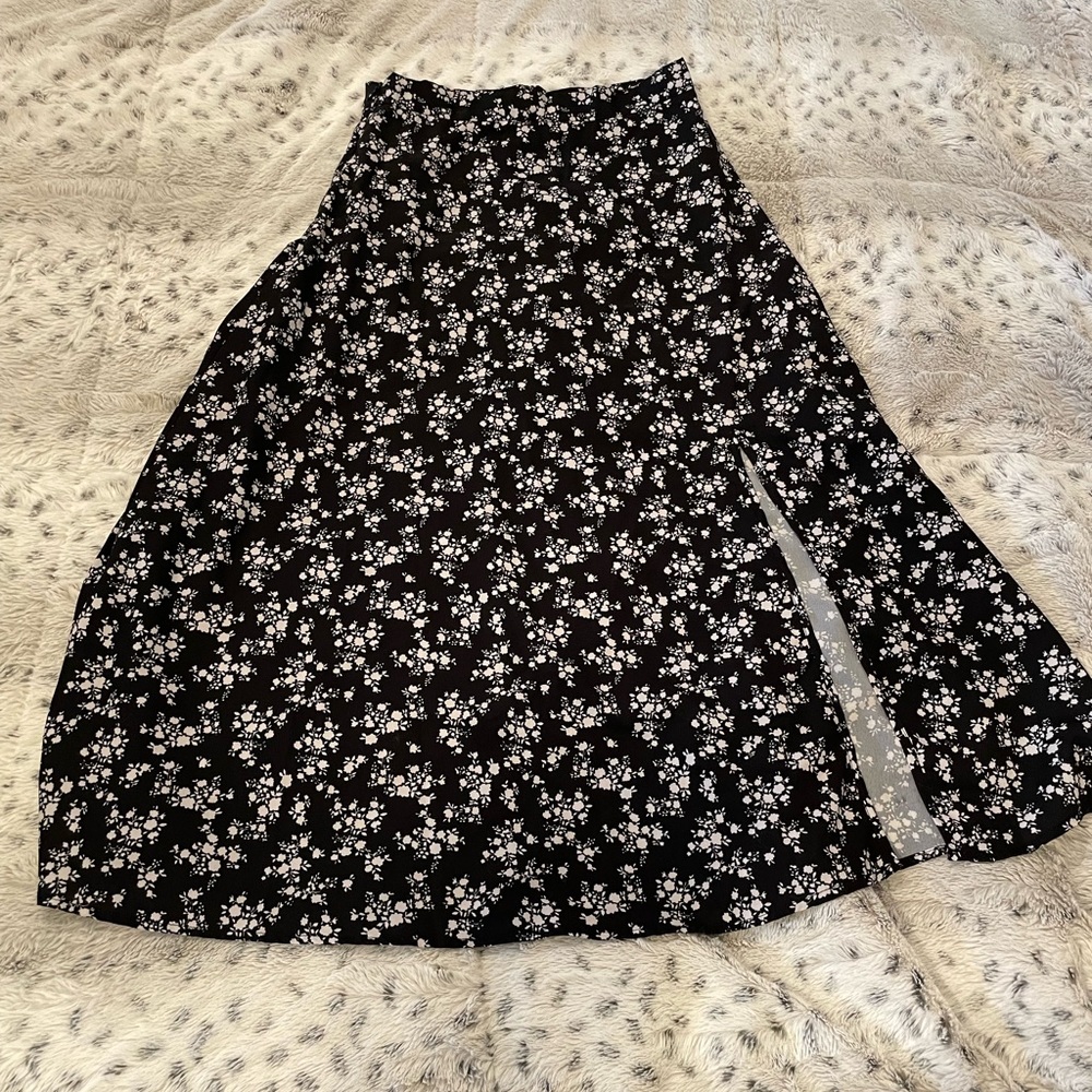 Black floral maxi skirt